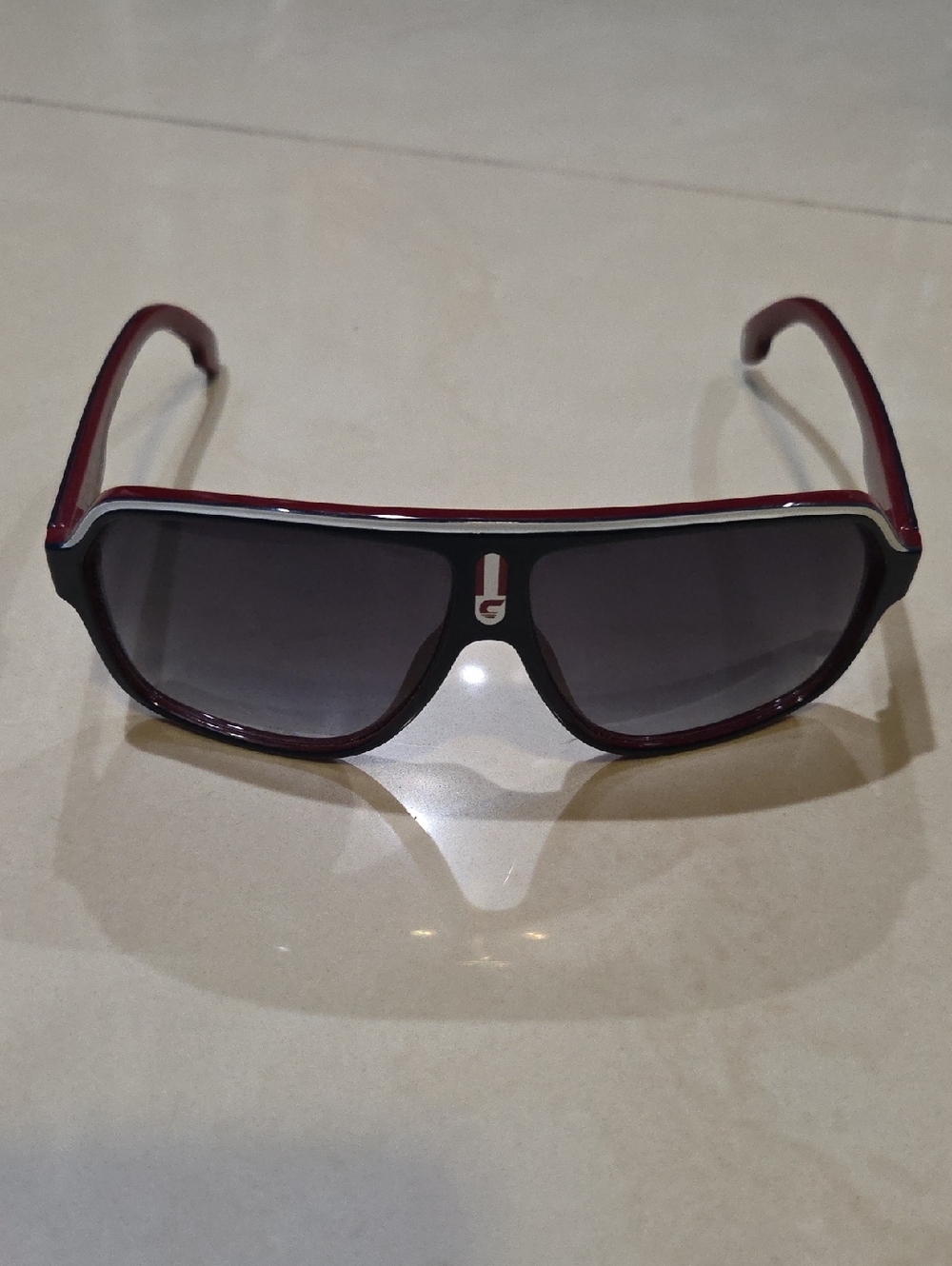 Carrera Men’s Sunglasses Black and Burgundy Frame with Gray Lenses